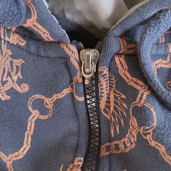 Christian Audigier Men's Full Zip Hoodie Size L (READ) Blue Gold Leopard Crown - Picture 7 of 8